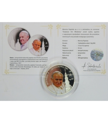 Medal Jan Paweł 2 / Papież Franciszek, czyste srebro Ag999, certyfikat