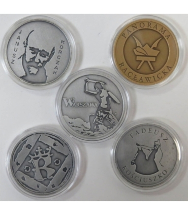 Zestaw 5 okolicznościowych medali w etui
