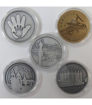 Zestaw 5 okolicznościowych medali w etui