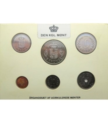 Dania  Oficjalny zestaw monet duńskich 1988, w etui