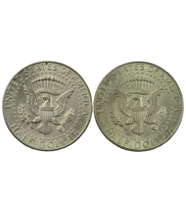 Lot: 2 x USA 1/2 dolara half dollar Kennedy, 1965 + 1966, stany 2/2-,