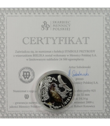 Symbole przyrody, Bielik, srebro Ag 14,14g, certyfikat