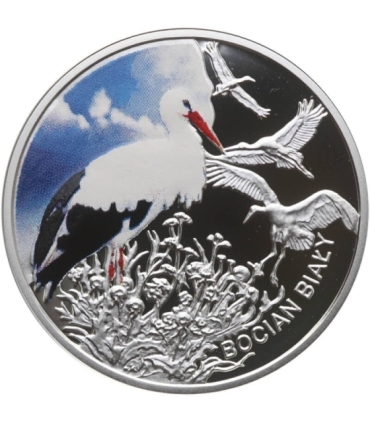 Symbole przyrody, Bocian biały, srebro Ag 14,14g, certyfikat