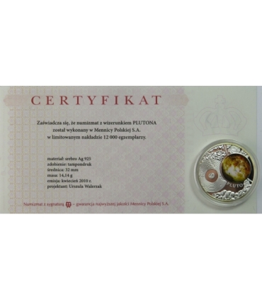 Systema Solare, Pluton, srebro Ag 14,14g, certyfikat