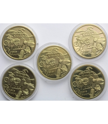 Zestaw 5 medali PKN Orlen, motocykle, każdy inny