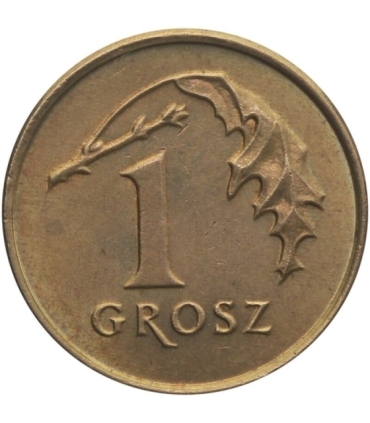 Destrukt, 1 grosz 1992, skrętka w lewo ~75 stopni, st. 1-