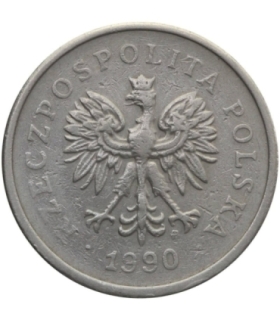 Destrukt, 1 złoty 1990, niedobity na awersie