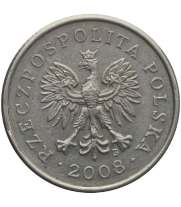 Destrukt, (zanieczyszczony stempel (szpony orła), 20 groszy 2008