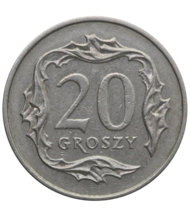 Destrukt, (zanieczyszczony stempel (szpony orła), 20 groszy 2008