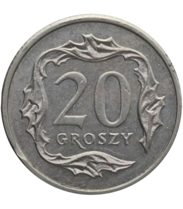 Destrukt, 20 groszy 2005, Ubytki w rantach (awers i rewers), st. 2