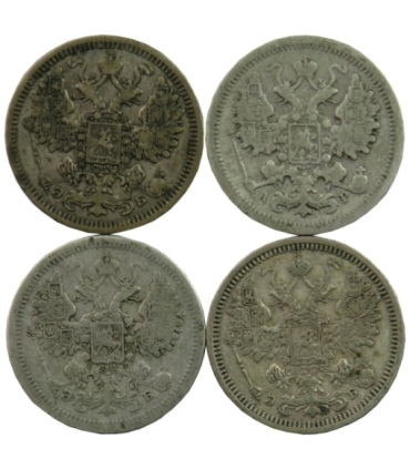 Lot: Rosja 4 x 15 Kopiejek, srebro Ag