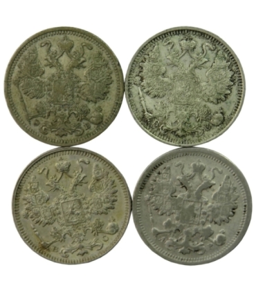 Lot: Rosja 4 x 15 Kopiejek, srebro Ag