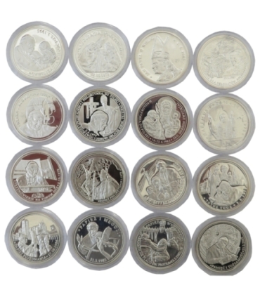 16 medali Jan Paweł II - Człowiek, który zmienił świat, srebro + kaseta na 24 medale