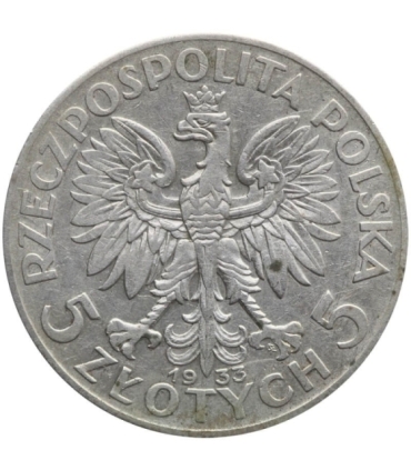 5 złotych głowa kobiety 1933, stan 3+