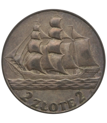 2 zł Żaglowiec 1936, stan 3