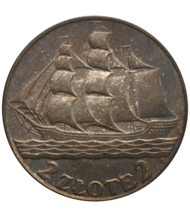 2 zł Żaglowiec 1936, stan 3