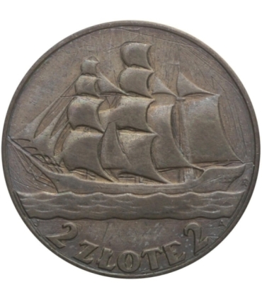 2 zł Żaglowiec 1936, stan 3-