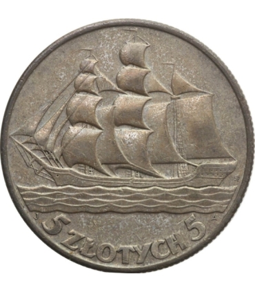 5 zł Żaglowiec 1936, stan 3, II RP