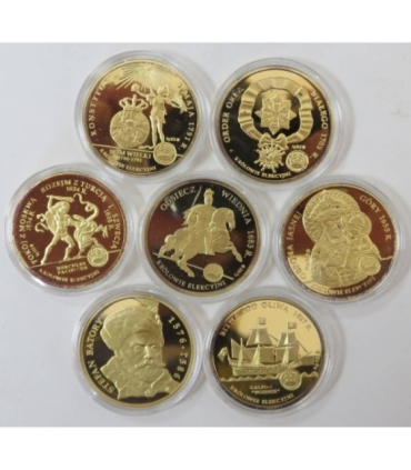 Kolekcja Królowie Elekcyjni - 7 szt. + etui, srebro Ag925, 7 x 14,14g