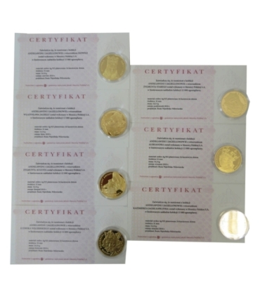 Kolekcja Jagiellonowie - 7 szt. + etui, srebro Ag925, 7 x 14,14g