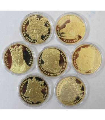 Kolekcja Jagiellonowie - 7 szt. + etui, srebro Ag925, 7 x 14,14g