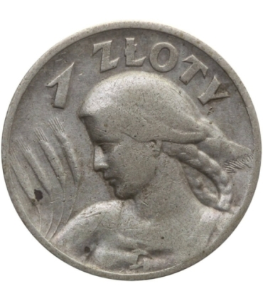 1 złoty 1925, żniwiarka kropka po dacie, stan 3