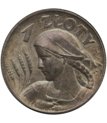 1 złoty 1925, Żniwiarka kropka po dacie, stan 1-, PIĘKNA