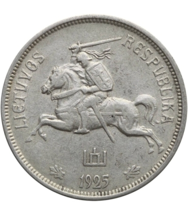 Litwa, 5 litów 1925, Penki Litai, stan 3+, ładna