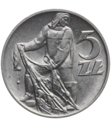 5 zł, Rybak, 1959, stan 1-, połysk