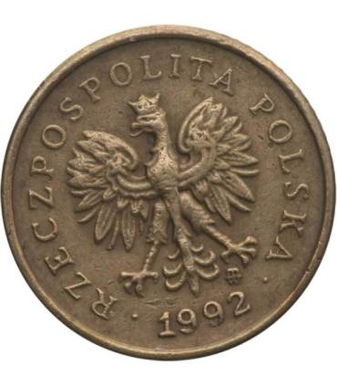 Destrukt, 1 grosz 1992, skrętka w lewo ~15 stopni, st. 2