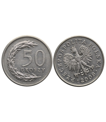 Destrukt, 50 groszy 2009, skrętka w lewo ~25 stopni, st. 2-