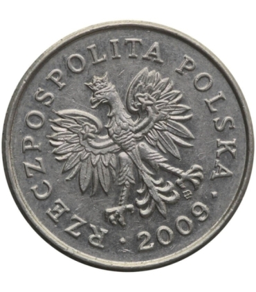 Destrukt, 50 groszy 2009, skrętka w lewo ~25 stopni, st. 2-