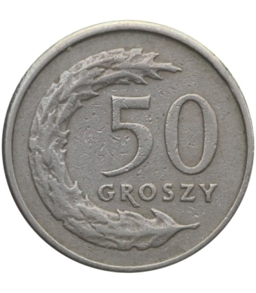 Destrukt, 50 groszy 1992, zanieczyszczony stempel