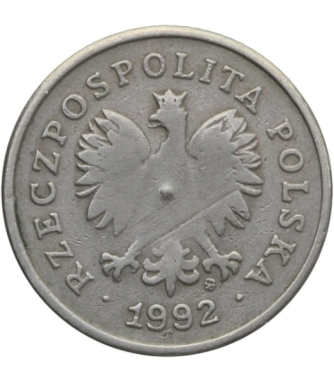 Destrukt, 50 groszy 1992, zanieczyszczony stempel