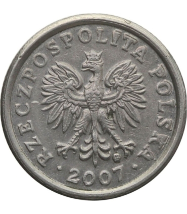 Destrukt, 20 groszy 2007, przesunięty / pozapychany stempel w w Rzeczpospolita Polska