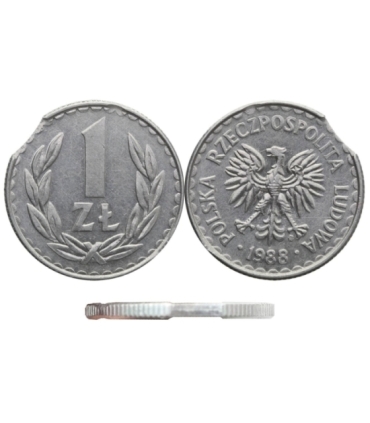 Destrukt, 1 złoty 1988, końcówka blachy, st. 3+