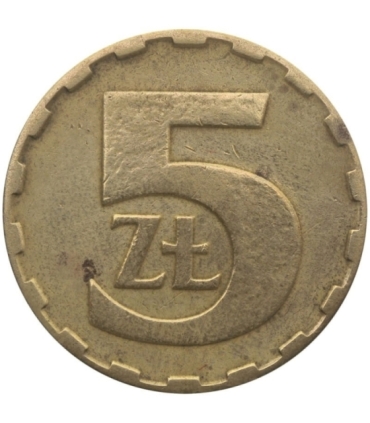 Destrukt, 5 złotych 1984, skrętka w prawo ~35stopni, st. 3+