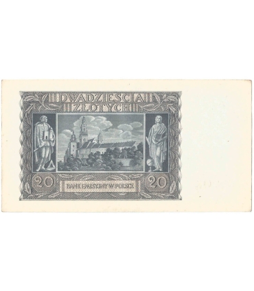 Banknot 20 złotych, 1940, seria L, stan 2-