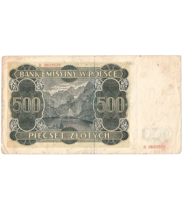 Banknot 500 złotych 1940 stan 3-, Ser. B, Góral