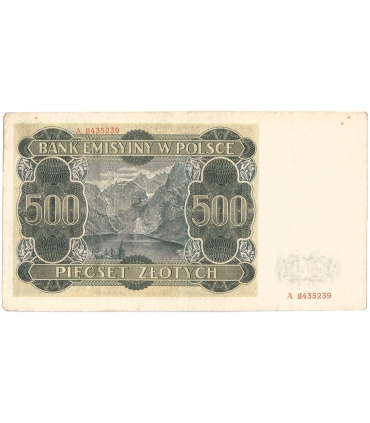 Banknot 500 złotych 1940 stan 3, Ser. A, Góral