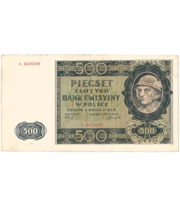 Banknot 500 złotych 1940 stan 3+, Ser. A, Góral