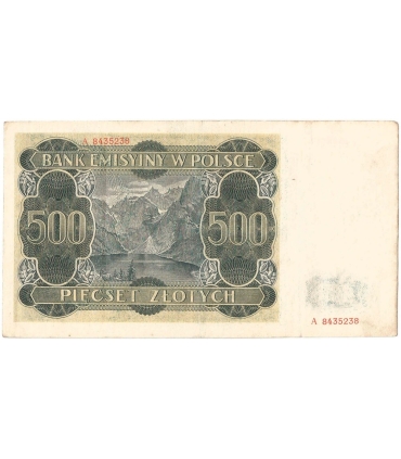 Banknot 500 złotych 1940 stan 3+, Ser. A, Góral