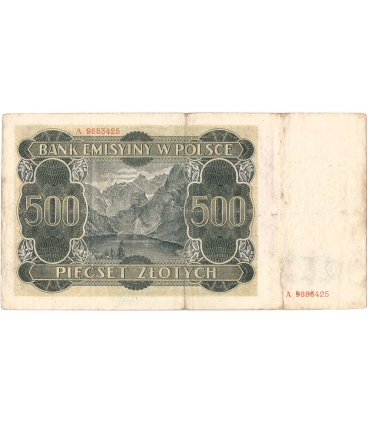 Banknot 500 złotych 1940 stan 3-, Ser. A, Góral