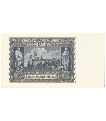 Banknot 20 złotych, 1940, seria H, stan 2-