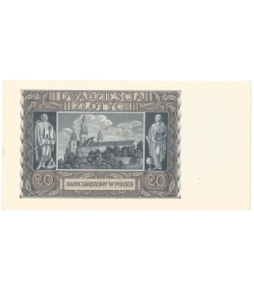 Banknot 20 złotych, 1940, seria H, stan 2-