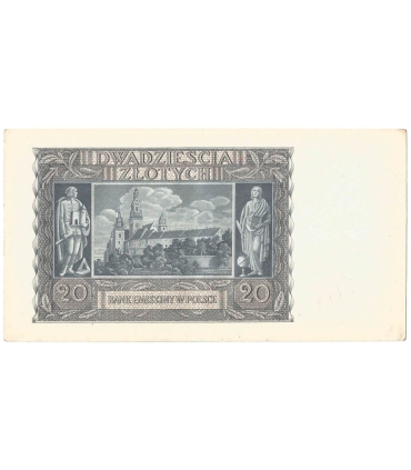 Banknot 20 złotych, 1940, seria L, stan 2/2-