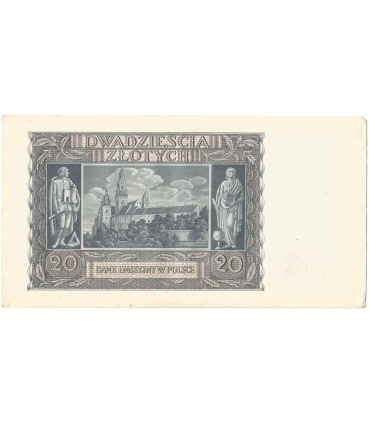 Banknot 20 złotych, 1940, seria L, stan 3