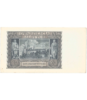 Banknot 20 złotych, 1940, seria L, stan 2/2-