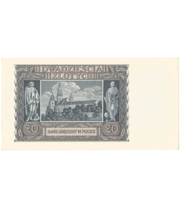 Banknot 20 złotych, 1940, seria H, stan 2+