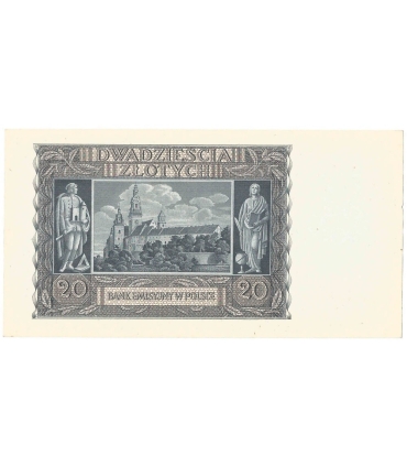 Banknot 20 złotych, 1940, seria H, stan 2+
